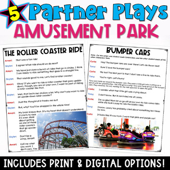 Preview of Amusement Park Partner Plays: 5 Fun Scripts with a Comprehension Check Worksheet