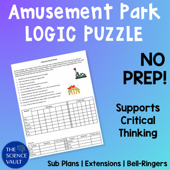 Preview of Amusement Park Theme Critical Thinking Logic Puzzle