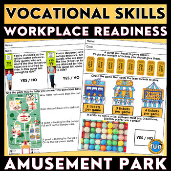 Preview of Amusement Park - Vocational Skills Worksheets - Workplace Readiness - Job Skills
