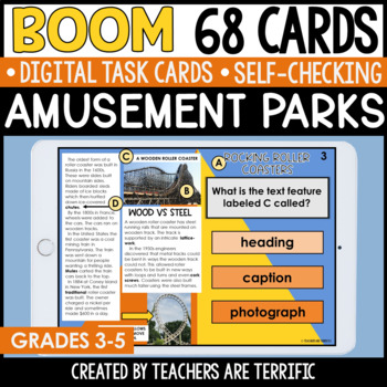 Preview of Amusement Parks Nonfiction Reading Boom Cards  - Digital