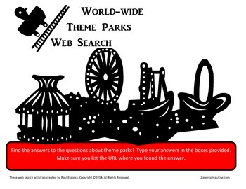 Preview of Amusement, theme parks online web search fillable PDF