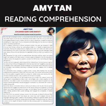 Preview of Amy Tan Biography Reading Passage for AAPI Heritage Month Literature