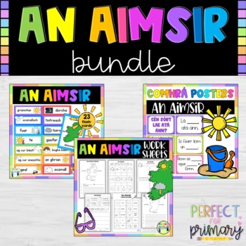 Preview of An Aimsir BUNDLE - Comhrá Posters, Flashcards and worksheets