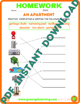 Preview of An Apartment / ESL PDF HOMEWORK / (easy task)