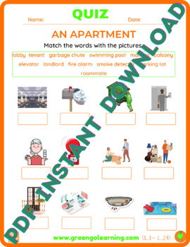Preview of An Apartment / ESL PDF QUIZ / (easy to check task)