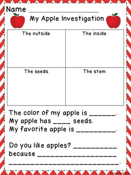 Apple Investigation {FREEBIE} by KinderConfections TPT