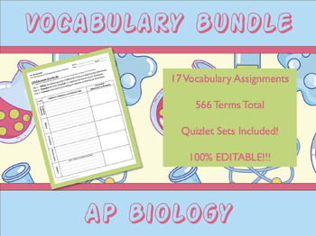 Preview of An ENTIRE Year of AP Biology Vocabulary Assignments complete with Quizlet Links!