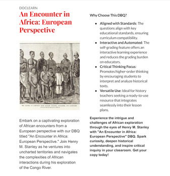 Preview of An Encounter in Africa: European Perspective DBQ NO PREP/SELF GRADING DBQ