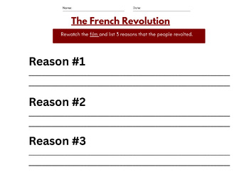 Preview of An Engaging French Revolution Video Worksheet