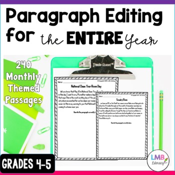 Preview of An Entire Year of Editing Paragraph Exercises with Answers