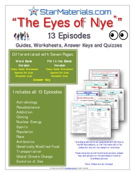 Differentiated Worksheet Answer Quiz Bundle for Eyes of Nye