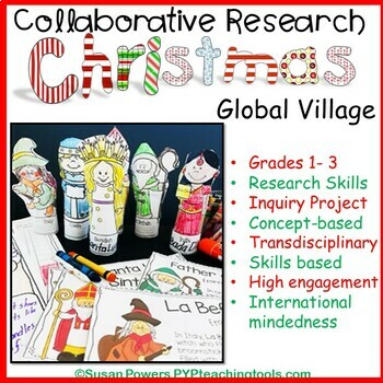 Preview of An IB PYP Research Skills Christmas Village Project for Little Kids