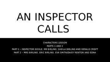 Preview of An Inspector Calls - All Characters Analysis Quotes PEE practice