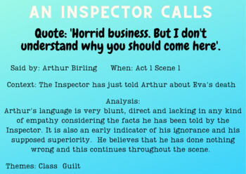 Preview of An Inspector Calls Arthur Birling Quote Postcard