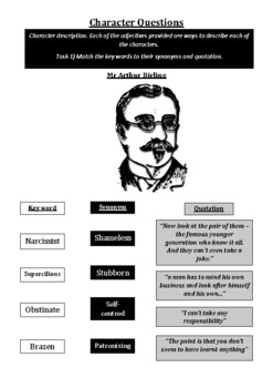 An Inspector Calls Character Analysis Activities by Nifty Resources