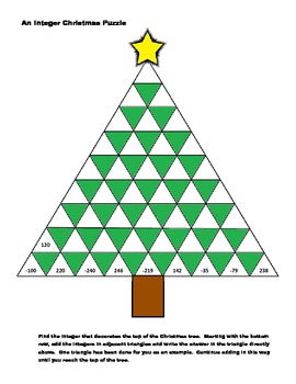 An Adding Integers Christmas Worksheet/Puzzle by Math Science Geek