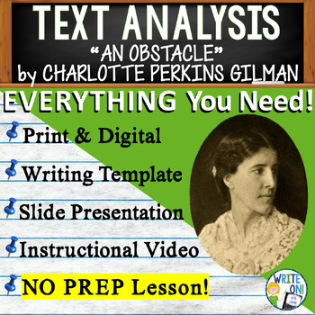 Preview of An Obstacle by Charlotte Perkins Gilman - Text Evidence - Text Analysis Essay