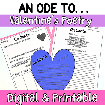 Preview of An Ode to... Valentine's Day Creative Writing Activity- 6th, 7th, 8th Grade