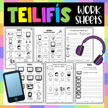 Preview of An Teilifís Worksheet Pack Gaeilge worksheets 10+ activities