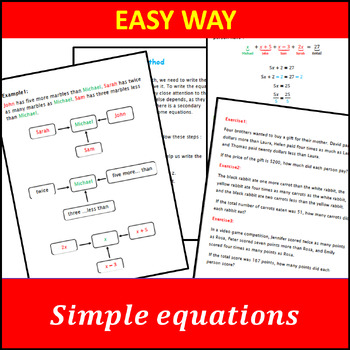 Preview of An easy way to solve simple problems using simple equations