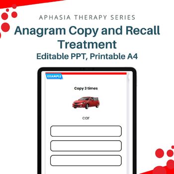 Preview of Anagram Copy and Recall Treatment for writing therapy aphasia spelling activity