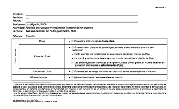 Preview of Análisis estructural y lingüístico-literario de Los inocentes de Pedro Juan Soto