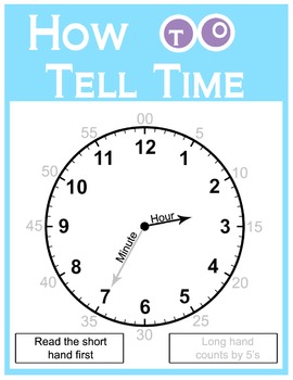A4 feuilleté Tell The Time Wall Chart 