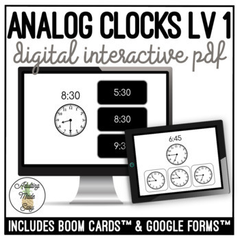 Preview of Analog Clocks Level 1 Digital Interactive Activity