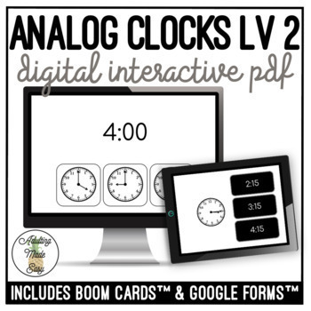 Preview of Analog Clocks Level 2 Digital Interactive Activity