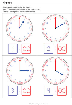 Preview of Analog Clocks with Color-Coded Hands