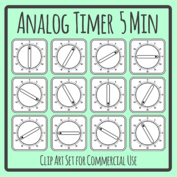 Analog Countdown Timer / Clock - 5 Min - Elapsed Alarm Clip Art