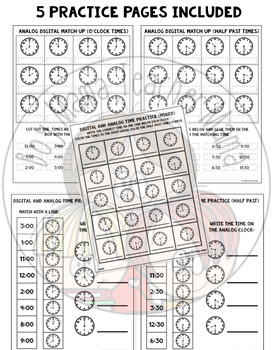 analog digital clocks match up activities by boy mama teacher mama