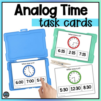 Preview of Analog Identification Telling Time on a Clock Task Cards for Special Education