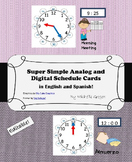 Editable Analog and Digital Schedule Cards- English and Spanish