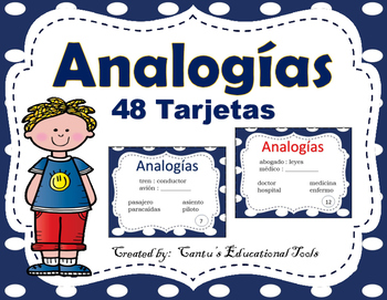 Preview of Analogias - Analogies Task Cards - Spanish