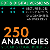 Analogies, 250 Analogy Questions, Build Vocabulary & Logic, PDF & Google Drive