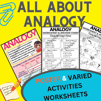 Preview of Analogies Activities: 40 Analogy Worksheets with Anchor Charts
