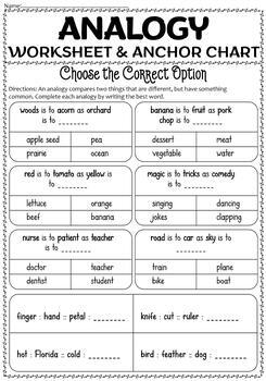 Analogies Activities: Analogy Worksheets with Anchor Charts by The ASK ...