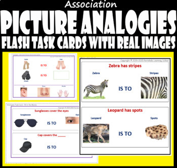Preview of Analogies Association Picture Flash Task Cards with real Images Part 1