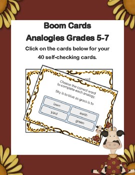 Preview of Distance Learning- Boom Cards - Analogies - Grades 5-8