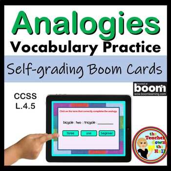 Preview of Analogies Vocab Practice BOOM Cards Digital ELAR Activity
