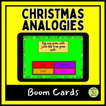 Preview of Analogies Christmas Themed Digital Task Boom Cards