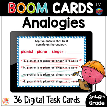 Preview of Analogies BOOM CARDS™ Task Cards Activities | Analogy Digital Resource