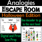 Analogies Game: Halloween Escape Room Vocabulary Activity