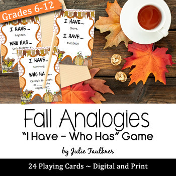 Preview of Analogies "I Have...Who Has" Fall-Themed Game, Printable and Digital