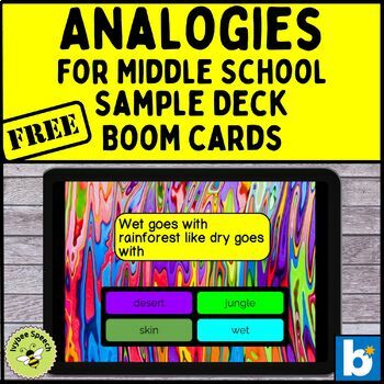 Preview of Analogies for Middle School Boom Cards Sample Deck