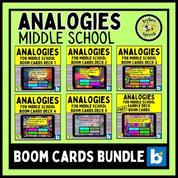Preview of Analogies Middle School Digital Boom Cards Bundle