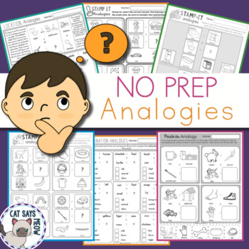 Preview of Analogies No Prep Worksheets, Print and Go, Homework, Illustrated