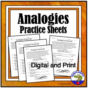 Preview of Analogies Practice Worksheets - Understanding Analogy