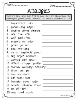 32+ Single Word Analogy Examples With Answers PNG - Ano